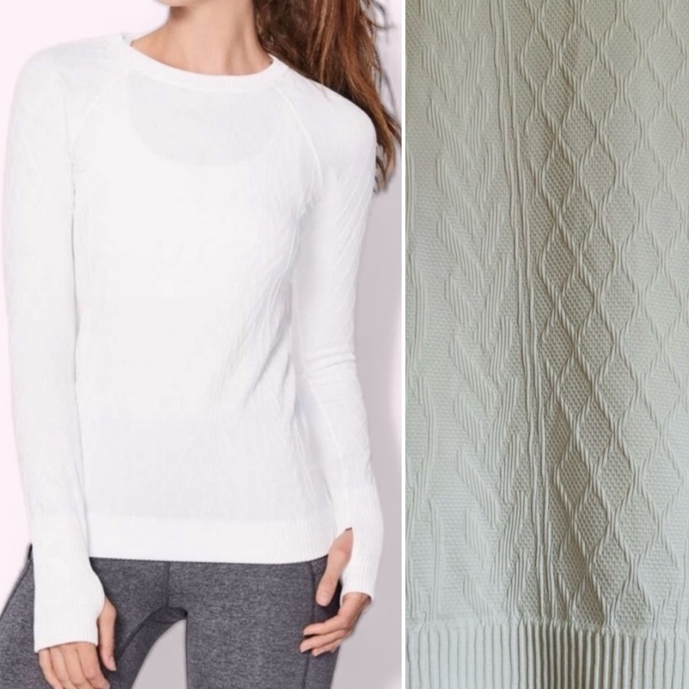 Lululemon Rest Less Textured Pullover Long Sleeve Run Top Cream